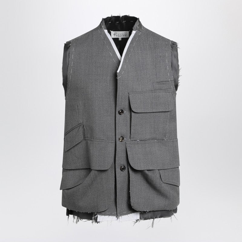 Maison Margiela Vest Work In Progress Grey In Wool