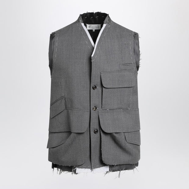 Maison Margiela Vest Work In Progress Grey In Wool