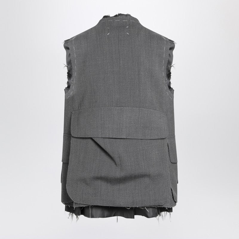 Maison Margiela Vest Work In Progress Grey In Wool