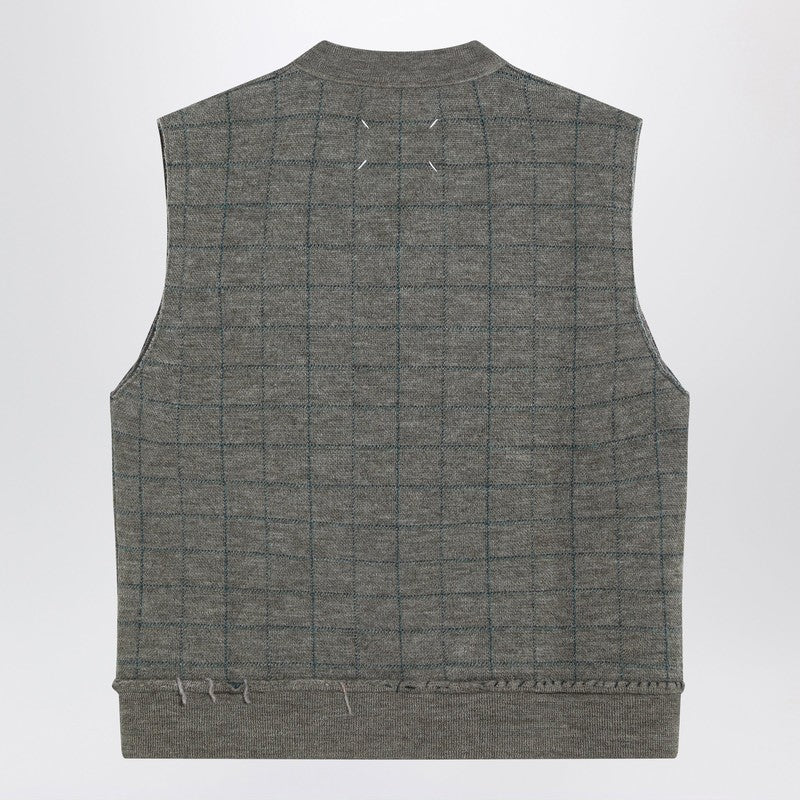 Maison Margiela Military Green Checked Wool Gilet
