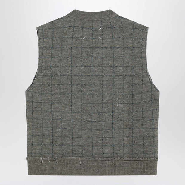 Maison Margiela Military Green Checked Wool Gilet