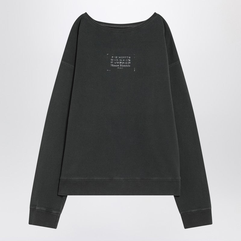 Maison Margiela Faded Black Sweatshirt With Printed Logo