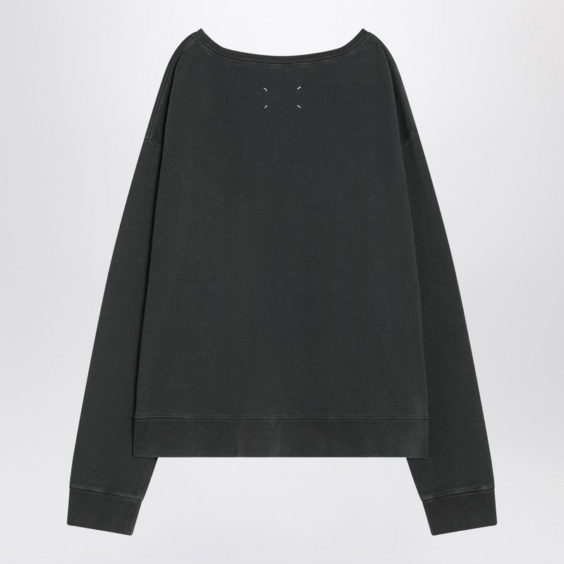 Maison Margiela Faded Black Sweatshirt With Printed Logo