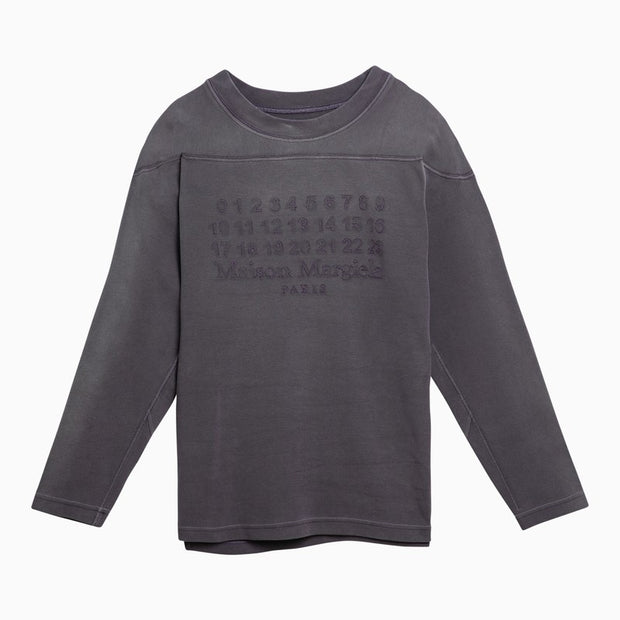 Maison Margiela Aubergine-coloured Cotton Sweater With Logo