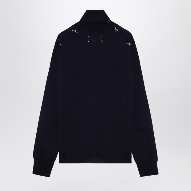 Maison Margiela Turtleneck Pullover In Navy Wool