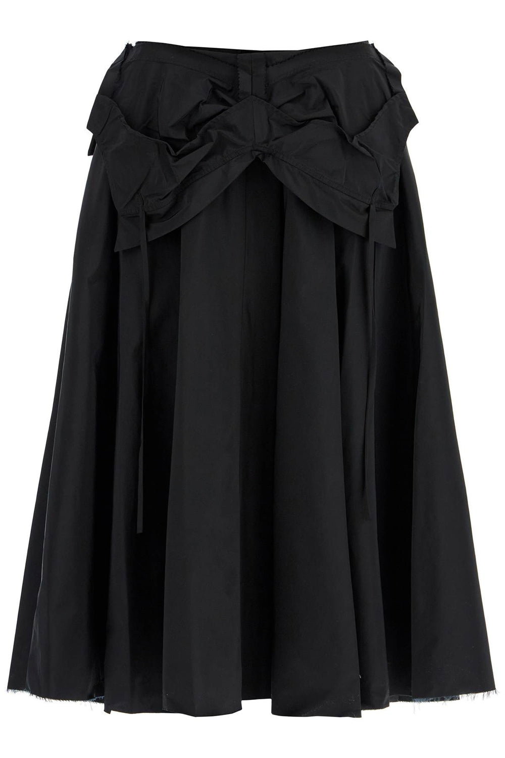 Maison Margiela Black Pleated Midi Skirt In Polyamide