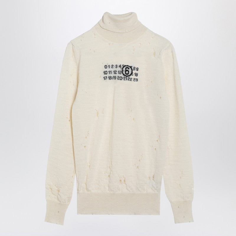 MM6 Maison Margiela Distressed Turtleneck Sweater With Numeric Signature