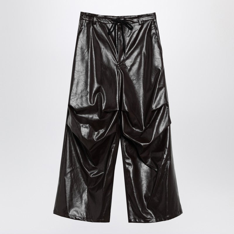 MM6 Maison Margiela Shiny Burgundy Wide Trousers
