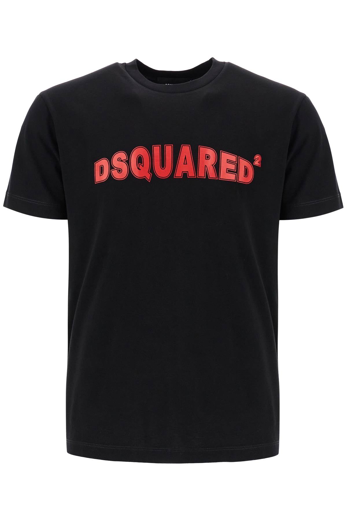 Dsquared2 Black Cotton T-Shirt With Printed Logo