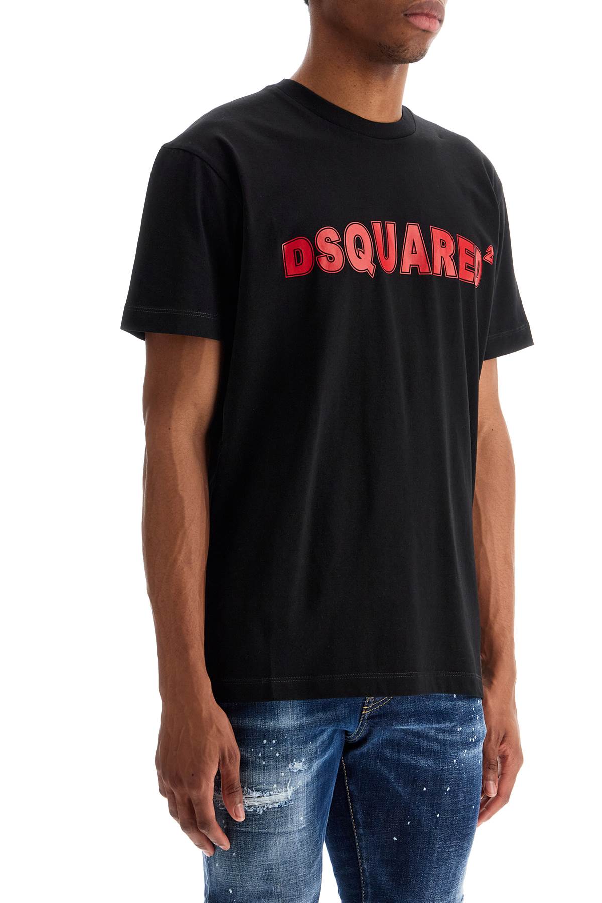 Dsquared2 Black Cotton T-Shirt With Printed Logo