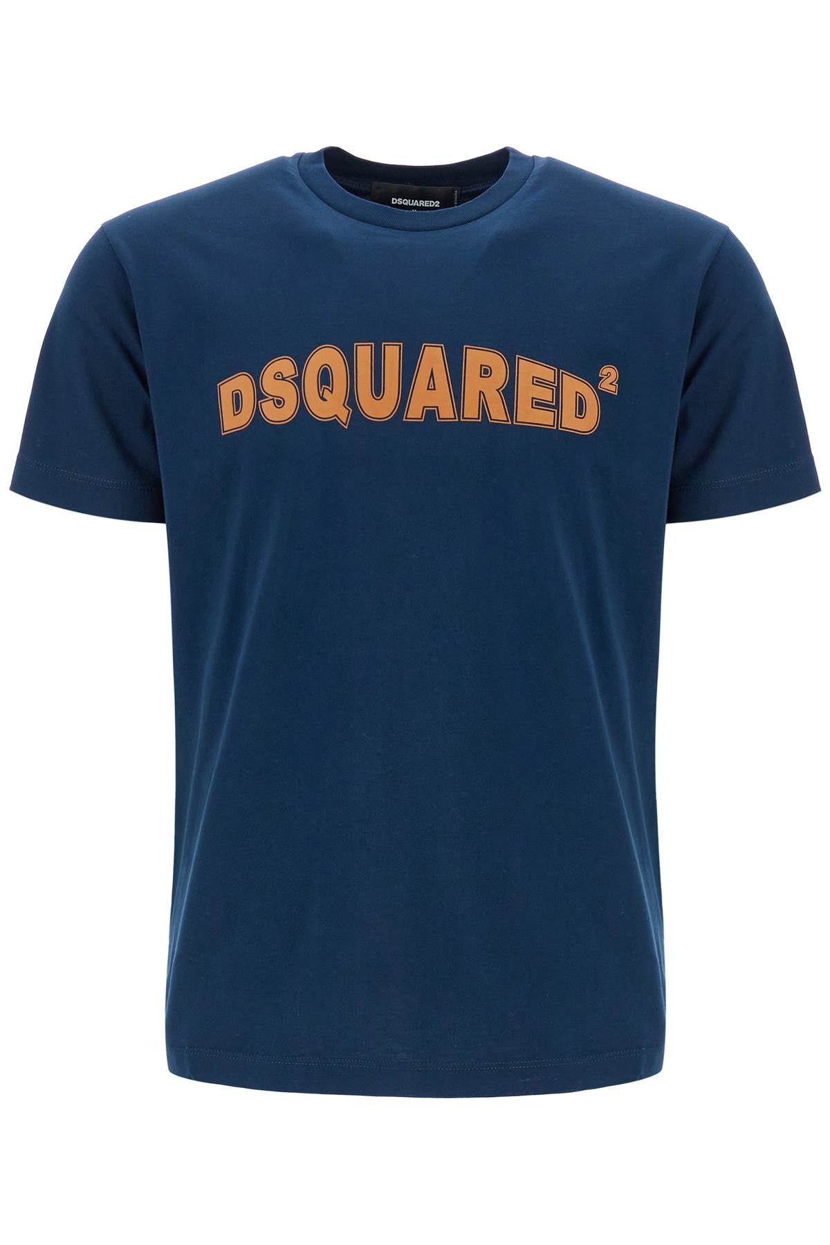 Dsquared2 Navy Blue Cotton T-Shirt With Printed Logo