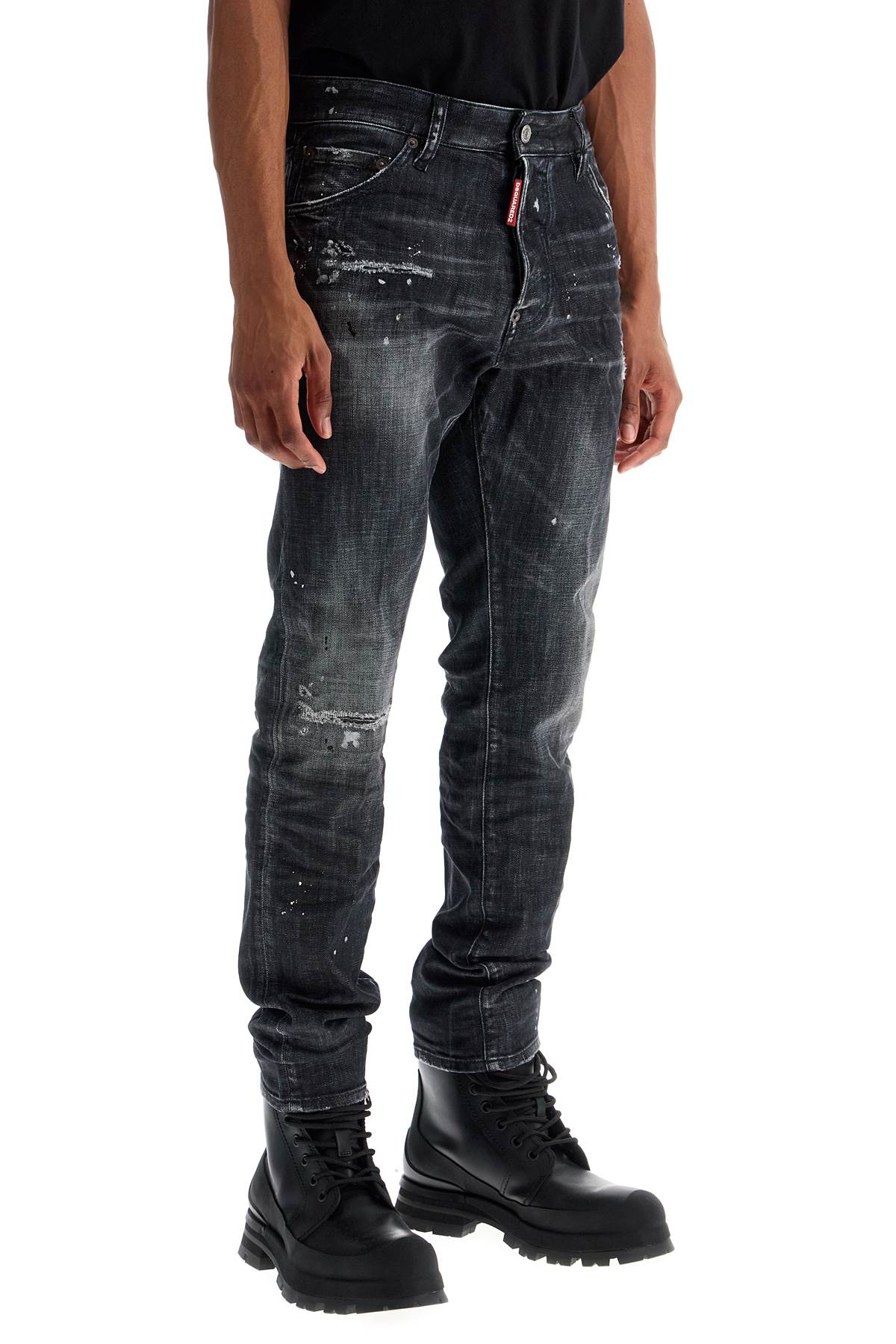 Dsquared2 Cool Guy Black Cotton Jeans With Paint Splatters