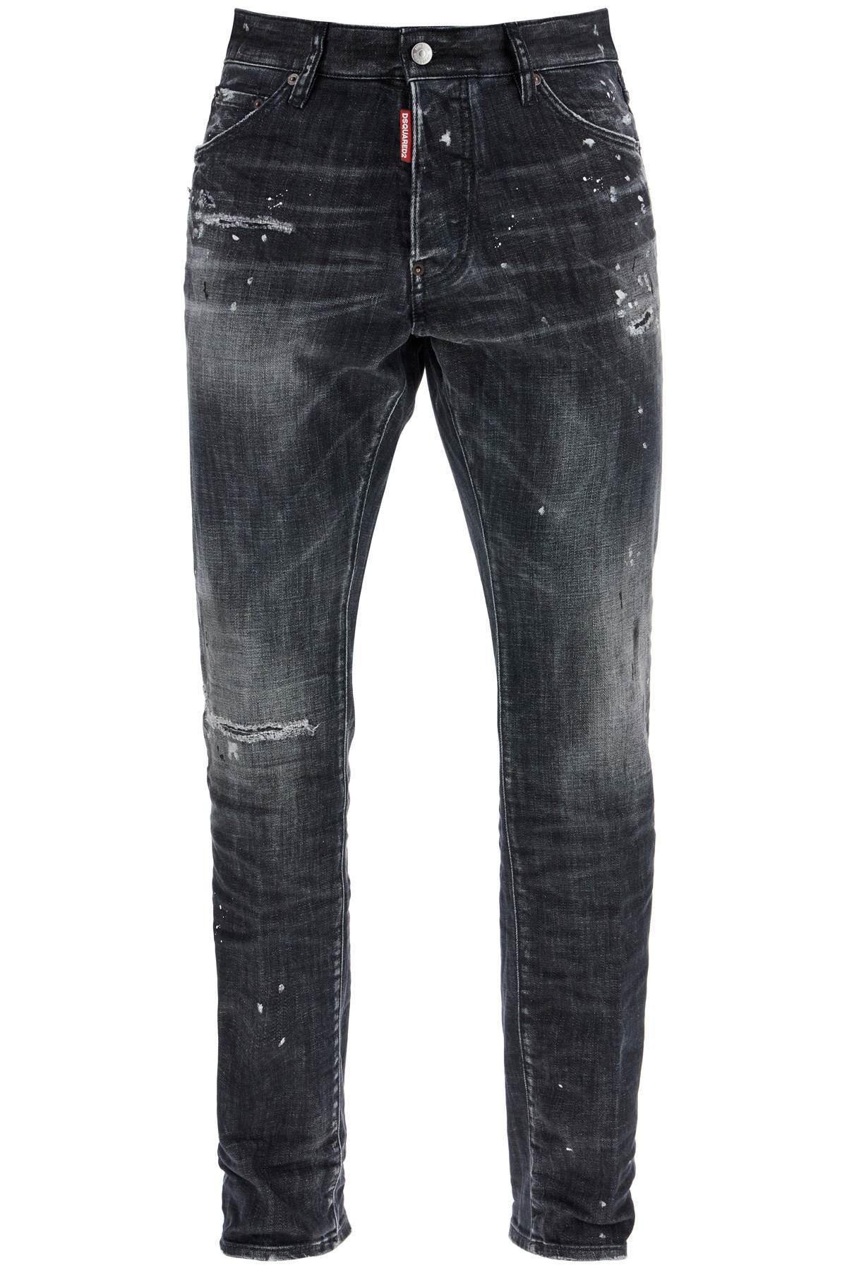 Dsquared2 Cool Guy Black Cotton Jeans With Paint Splatters