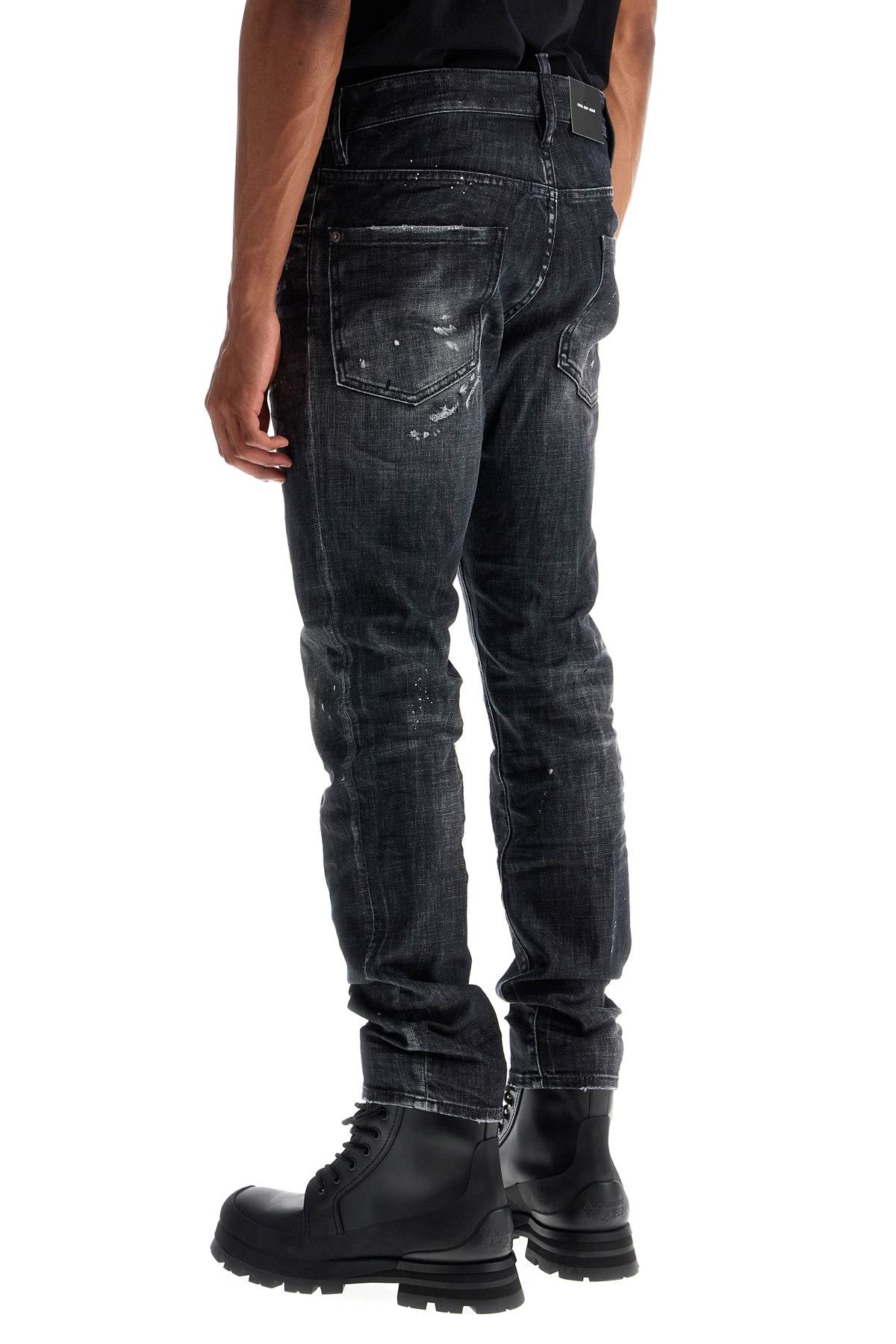 Dsquared2 Cool Guy Black Cotton Jeans With Paint Splatters