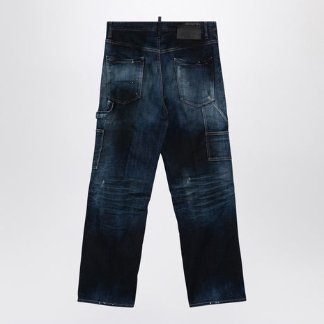 Dsquared2 Navy Blue Jeans In Washed Denim