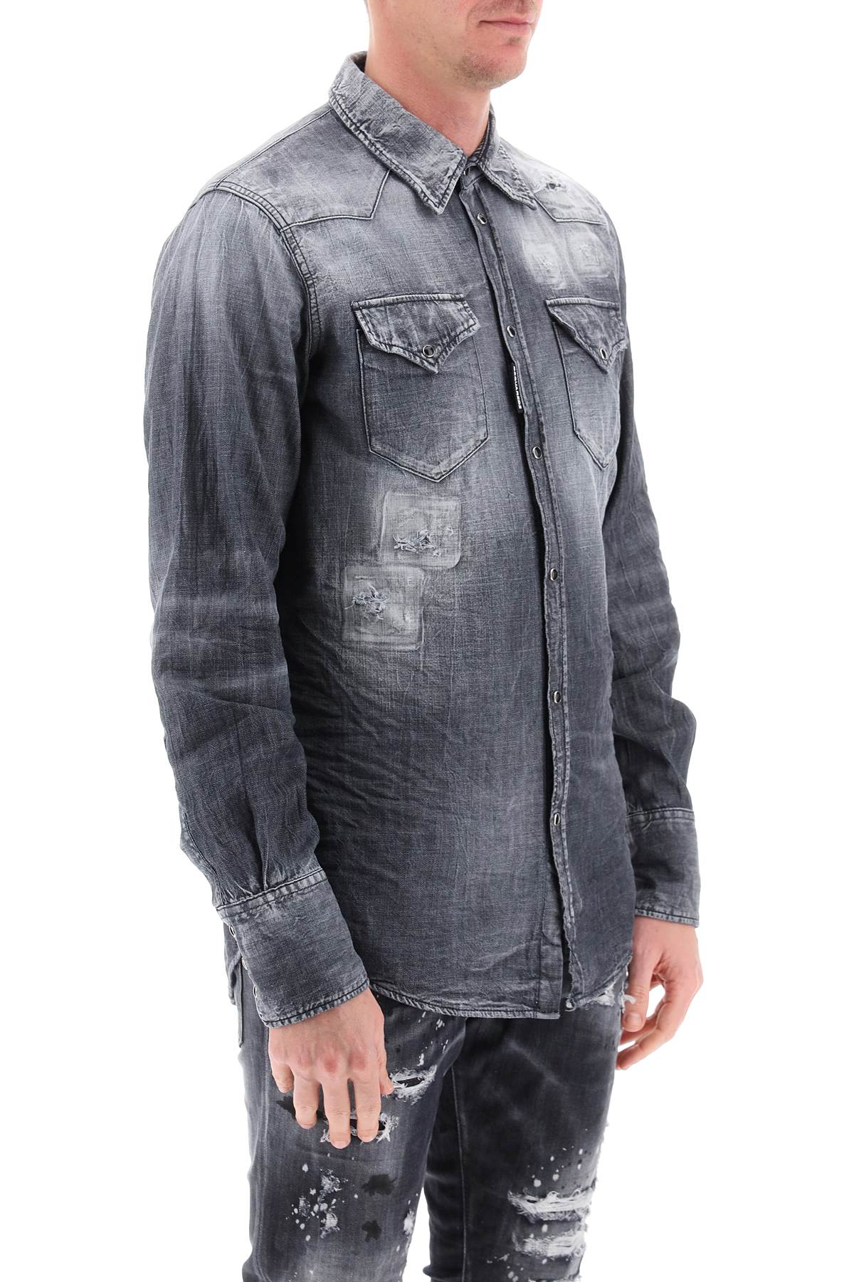 Dsquared2 Distressed Denim Western Shirt