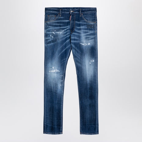 Dsquared2 Navy Blue Washed Denim Jeans With Wear