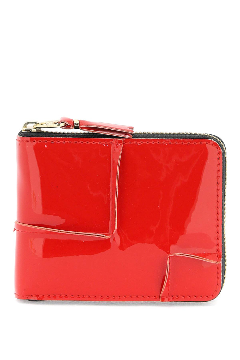 Comme Des Garcons Wallet Zip Around Patent Leather Wallet With Zipper