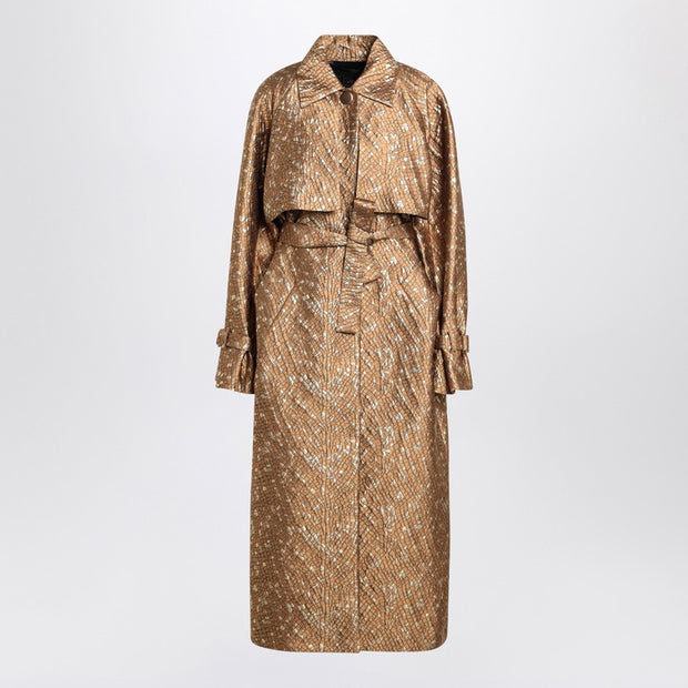 Max Mara Atelier Trench In Gold Colour In Jacquard