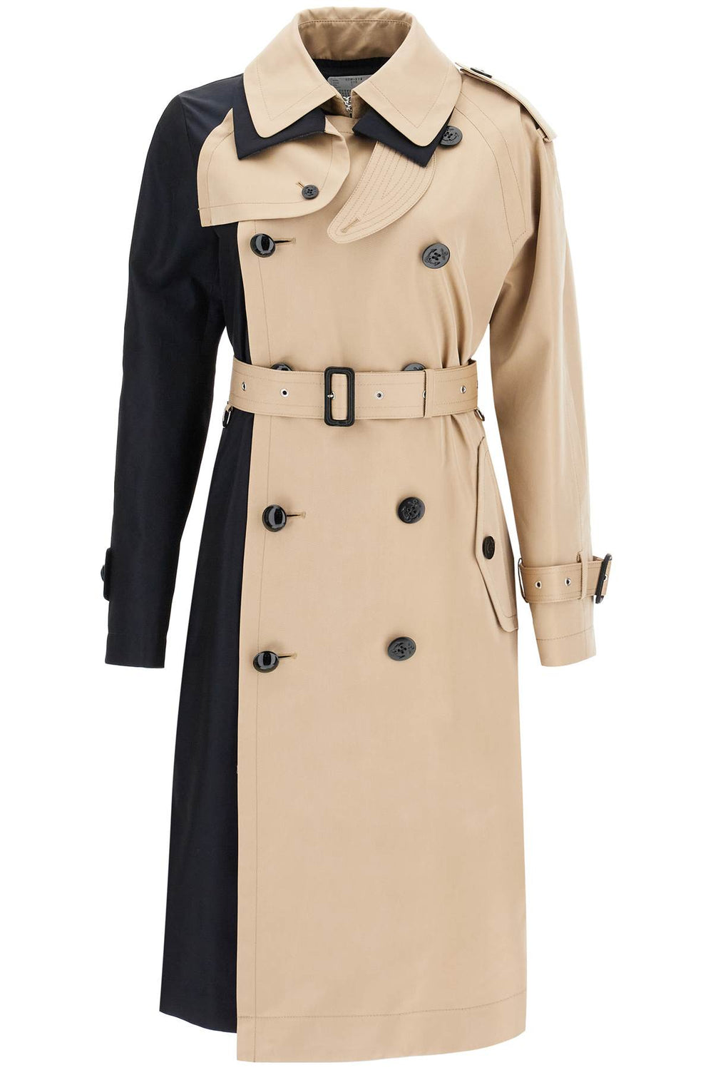 Sacai Color Block Gabardine Trench Coat