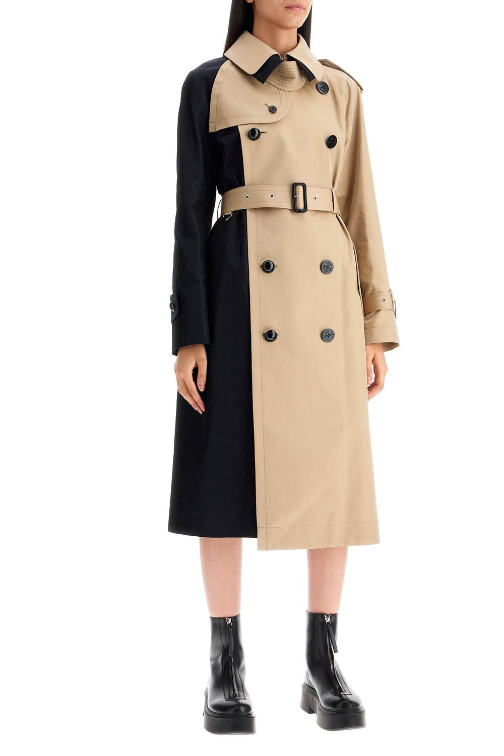 Sacai Color Block Gabardine Trench Coat