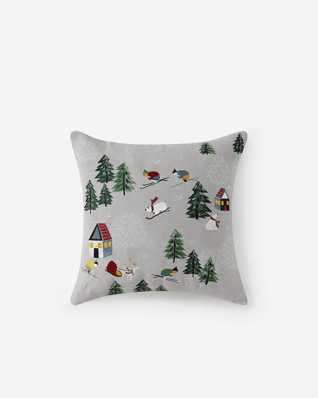 Sunday Citizen Velvet Embroidered Bear Throw Pillow