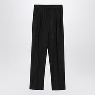 Max Mara Black Pinstriped Wool Trousers
