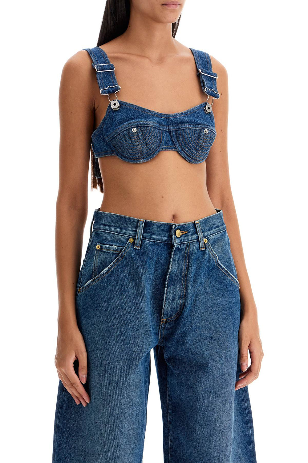 JEAN PAUL GAULTIER Denim Bralette Top