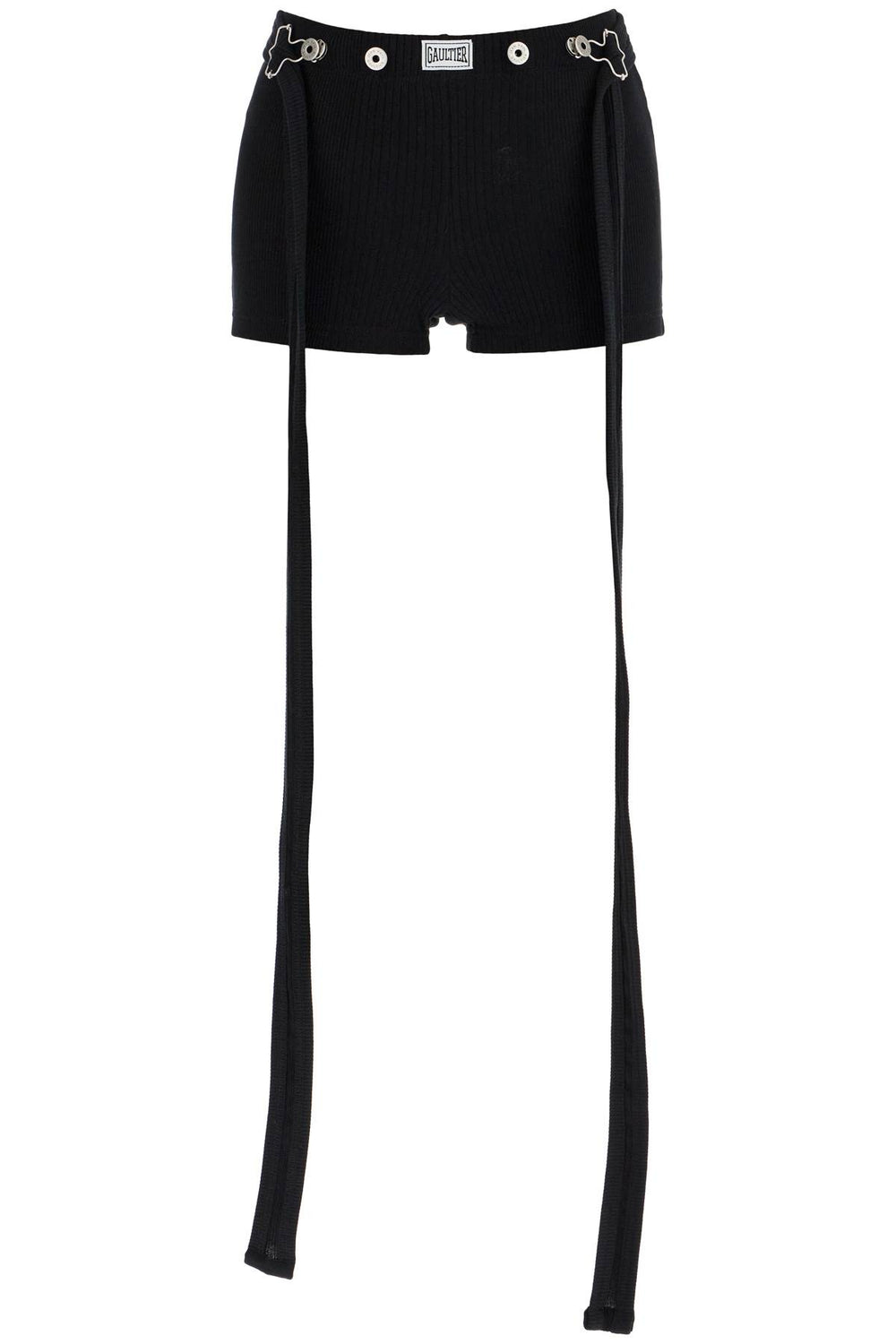 JEAN PAUL GAULTIER Black Cotton Shorts With Side Stripes