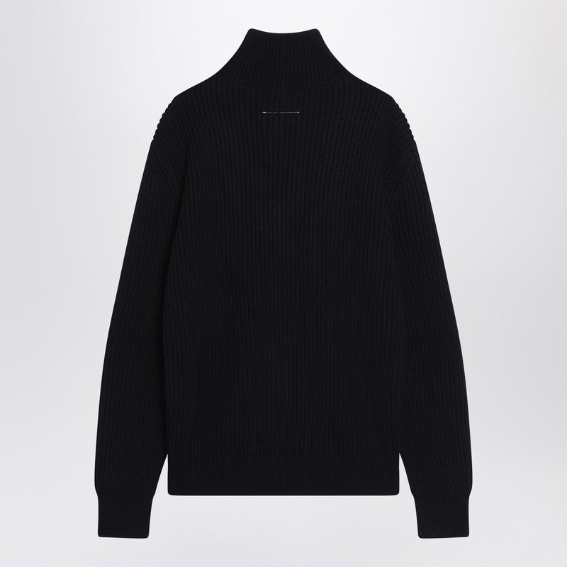 MM6 Maison Margiela Black Cotton Zip-up Cardigan
