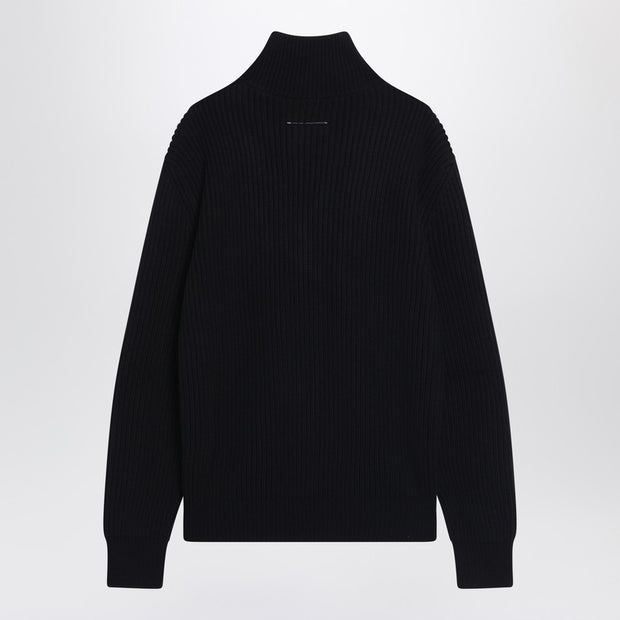 MM6 Maison Margiela Black Cotton Zip-up Cardigan