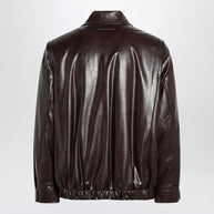 MM6 Maison Margiela Burgundy Faux Leather Zip Bomber