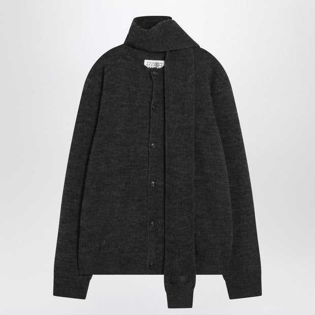 MM6 Maison Margiela Grey Wool-blend Cardigan With Scarf