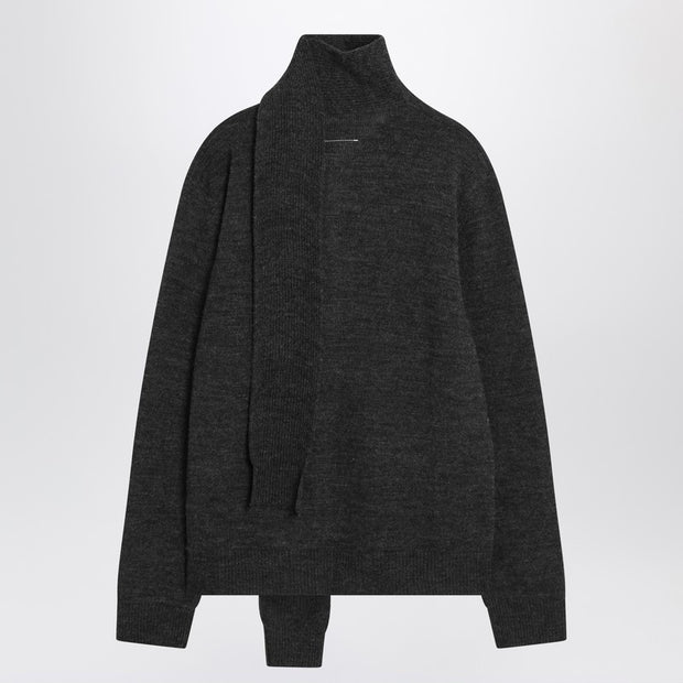 MM6 Maison Margiela Grey Wool-blend Cardigan With Scarf