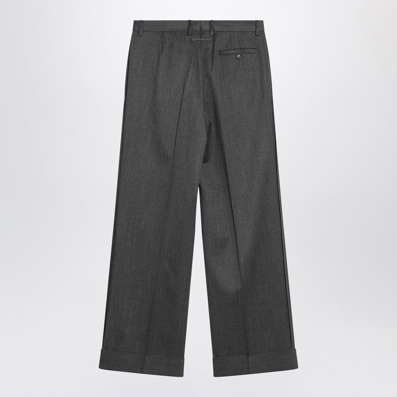 MM6 Maison Margiela Wide Grey Wool-blend Trousers
