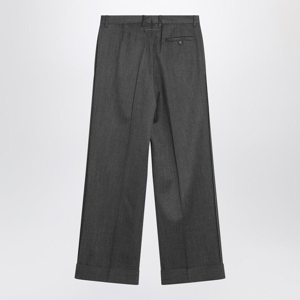 MM6 Maison Margiela Wide Grey Wool-blend Trousers