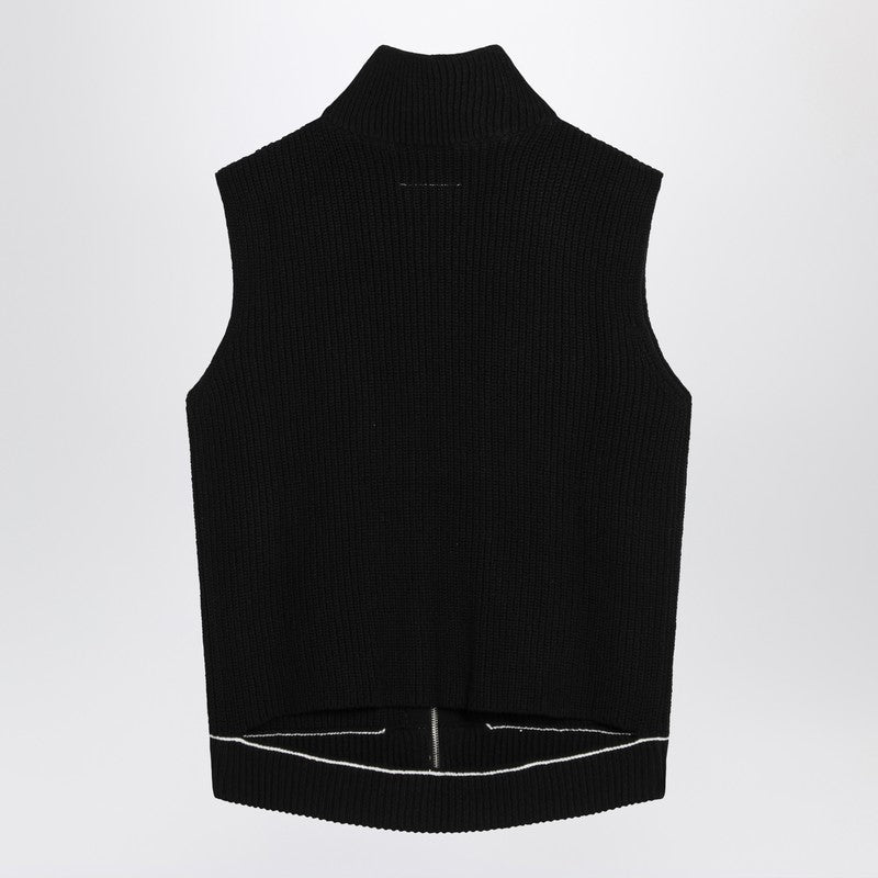 MM6 Maison Margiela Vest With Zip Black In Cotton Blend