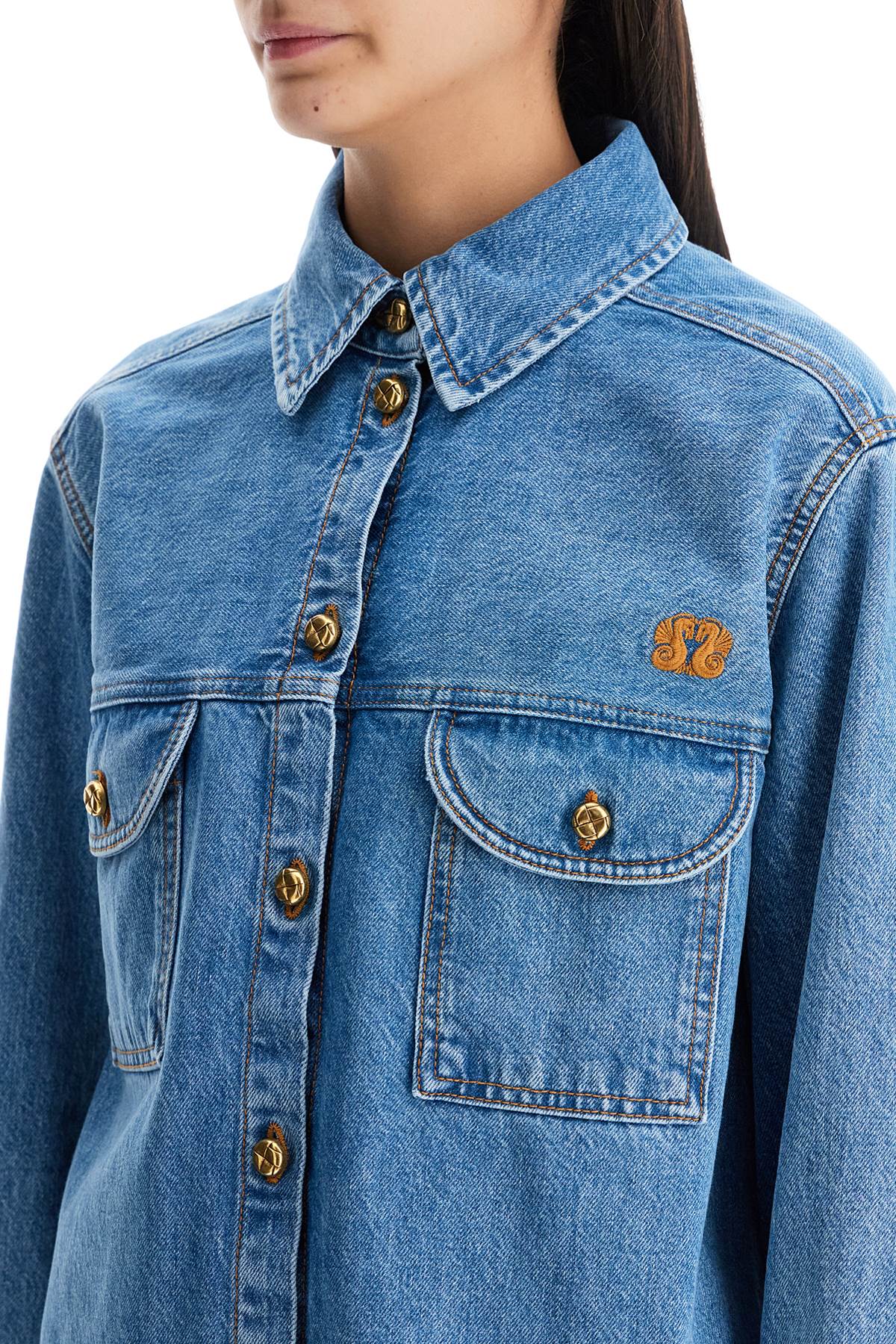 Blaze Milano Blue Cotton Denim Shirt