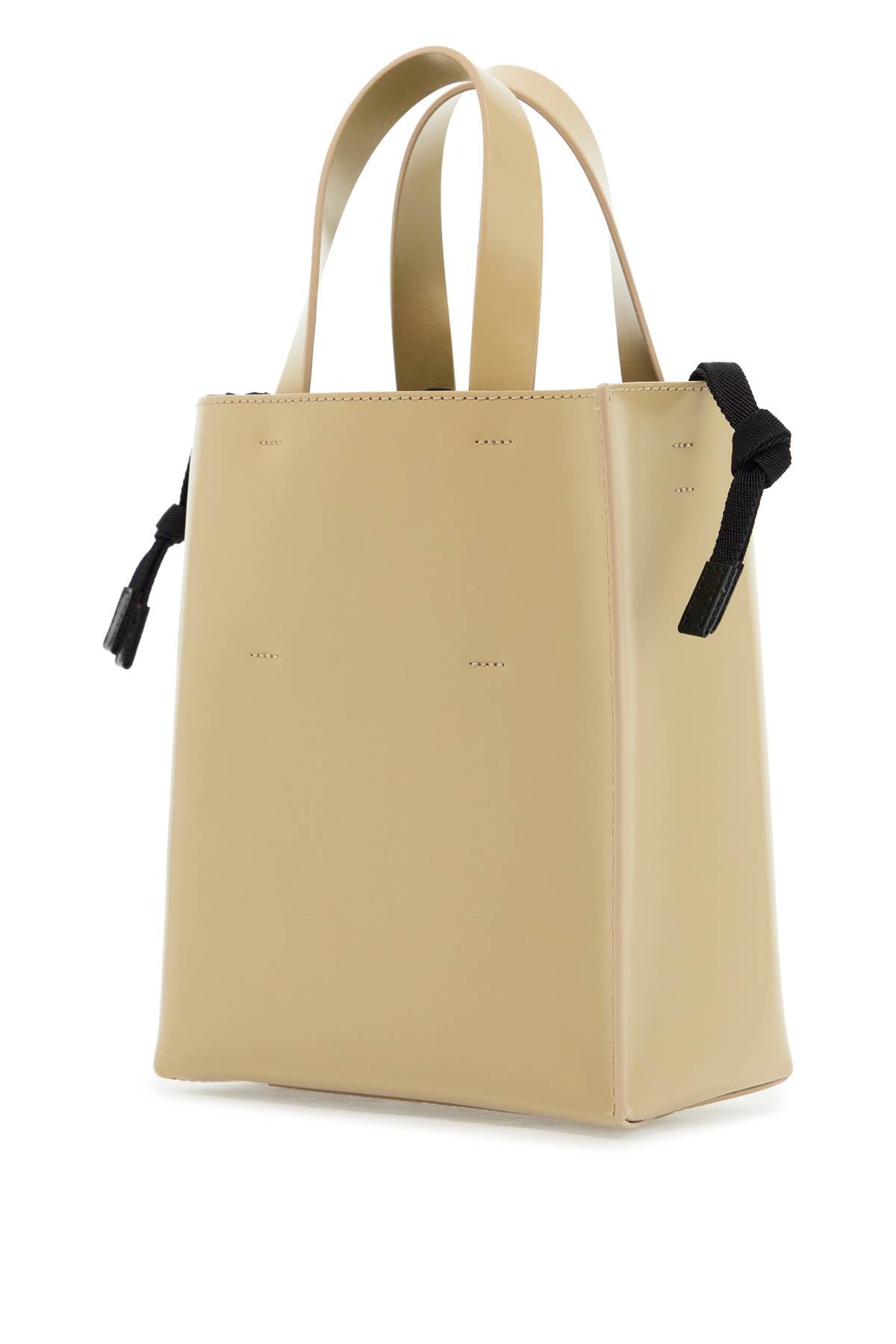 Marni Beige Leather Shopping Bag With Short Handles Snd Shoulder Strap