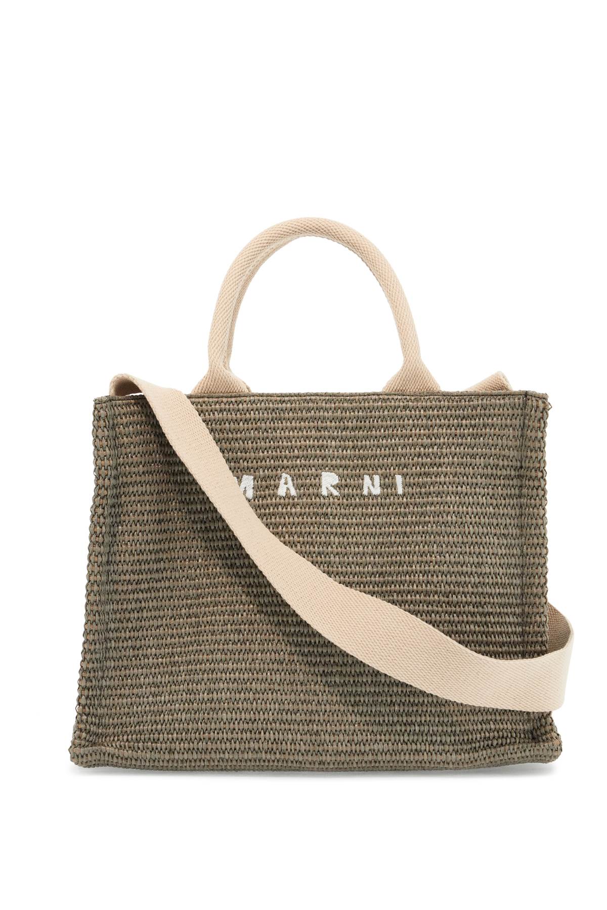 Marni Raffia-Effect Small Tote Bag