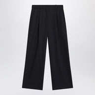 S Max Mara Midnight Blue Crêpe Wool Trousers