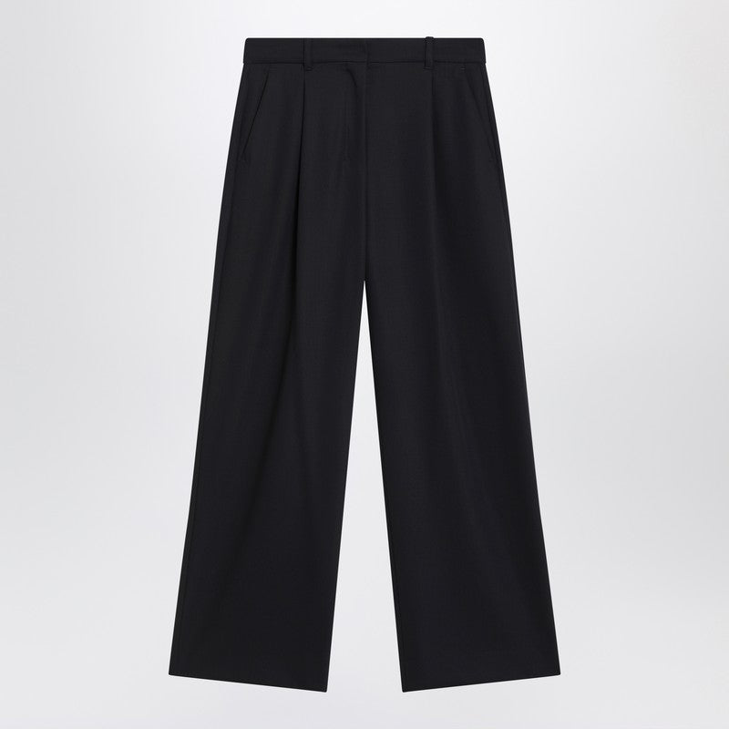 S Max Mara Midnight Blue Crêpe Wool Trousers