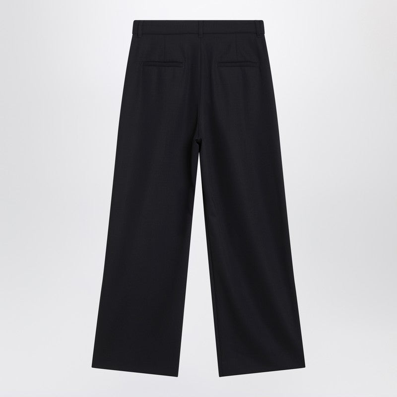 S Max Mara Midnight Blue Crêpe Wool Trousers
