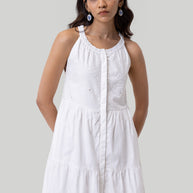Reistor Sleeveless embroidered tiered maxi dress