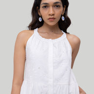 Reistor Sleeveless embroidered tiered maxi dress