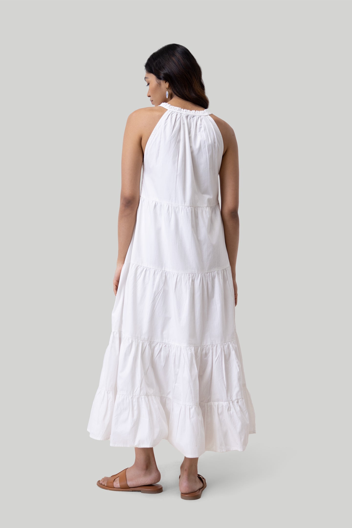 Reistor Sleeveless embroidered tiered maxi dress