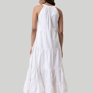 Reistor Sleeveless embroidered tiered maxi dress