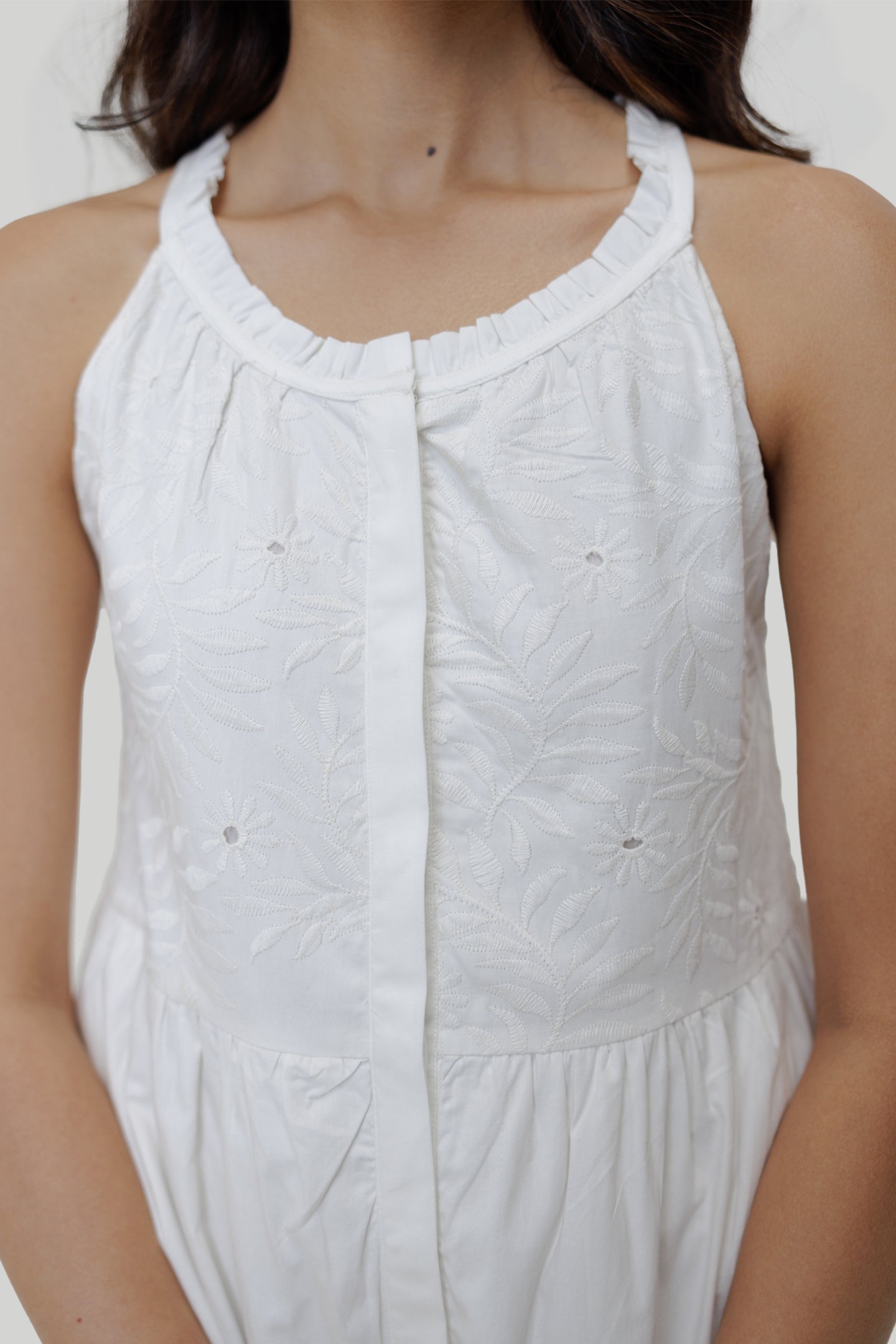 Reistor Sleeveless embroidered tiered maxi dress