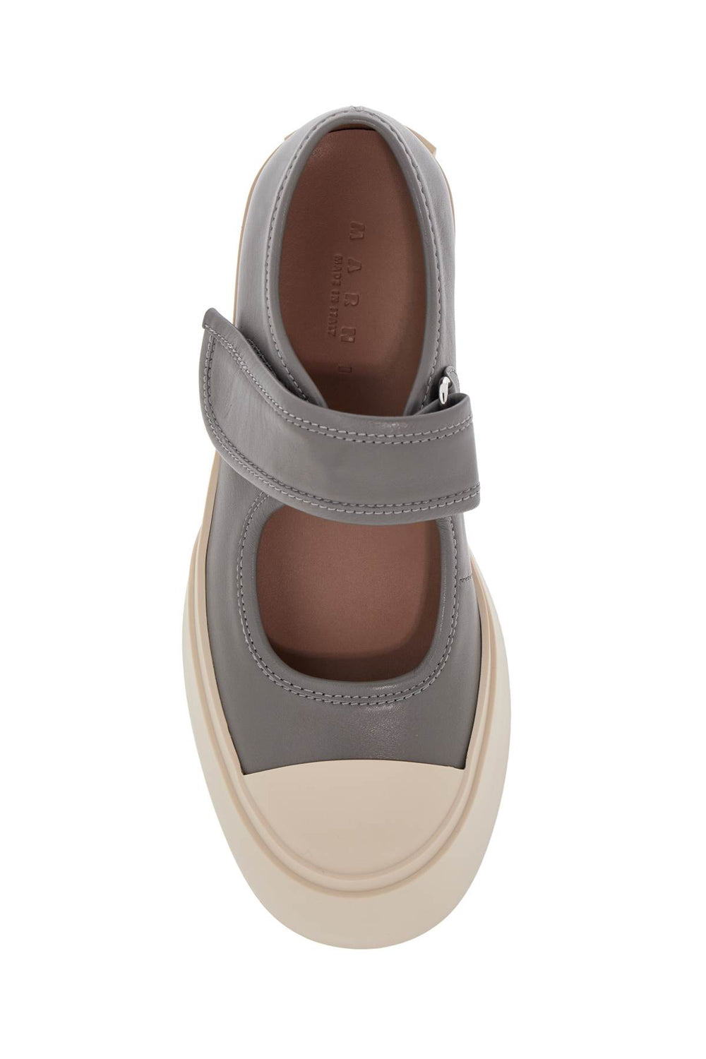 Marni Grey Calfskin Low-Top Sneakers With Hook-And-Loop Closure