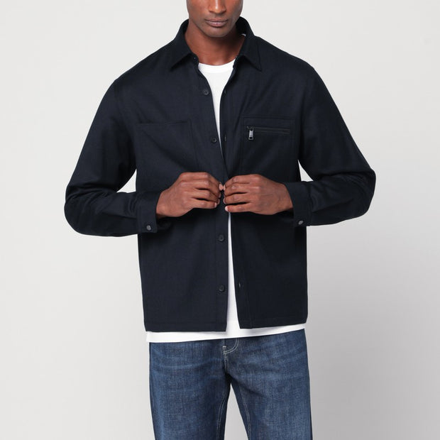 ZEGNA Navy Blue Wool Shirt-jacket